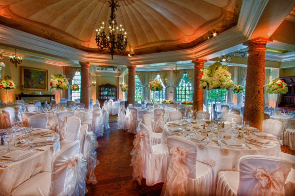 A dazzling display of color enhances this ballroom at The Dominion.