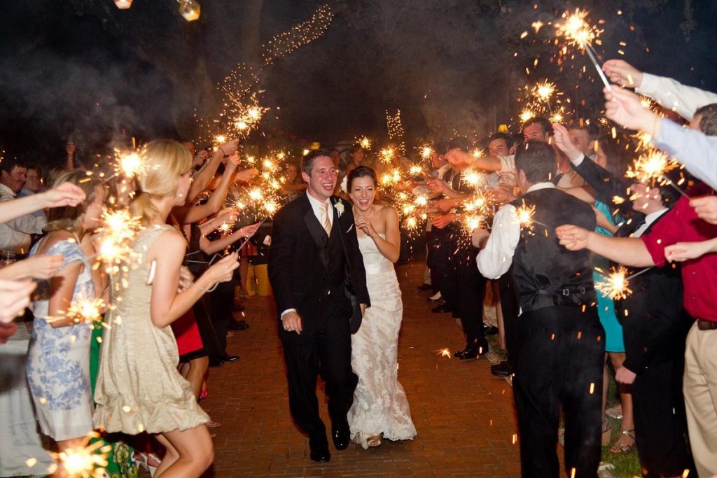 Sparklers are the new thing for weddings at Fair Oaks Ranch Golf and Country Club.