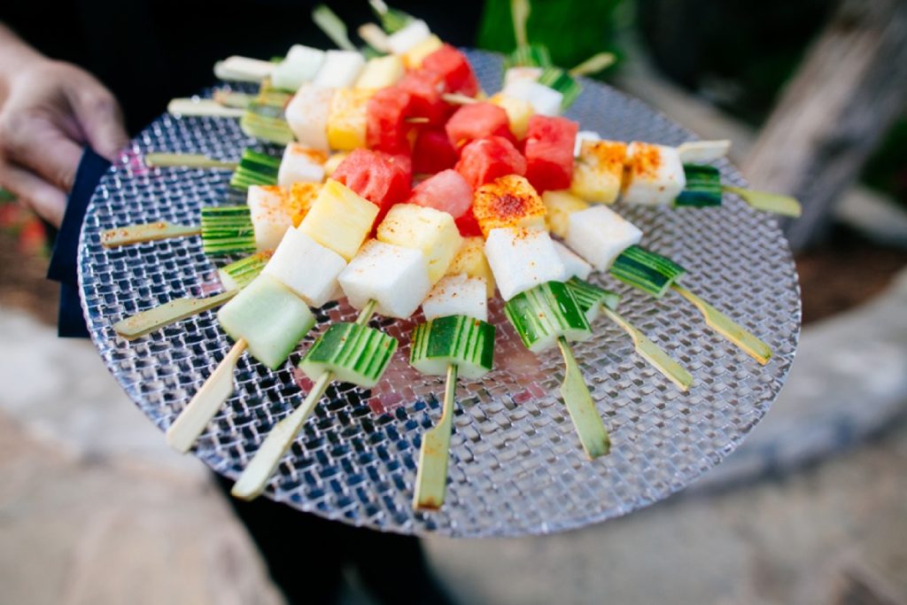 Absolutely Delicious fruit plate... or is it a veggie plate? It's both! In a kabob! Delicious