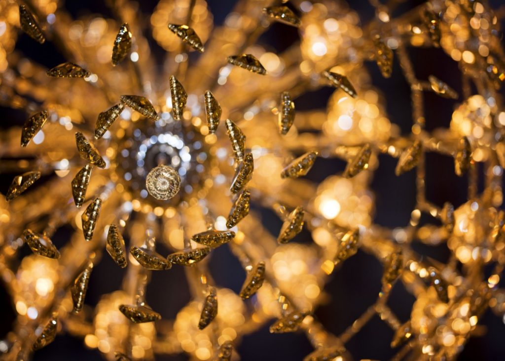 a dazzling vision of the chandelier at Eagle Dance Ranch.