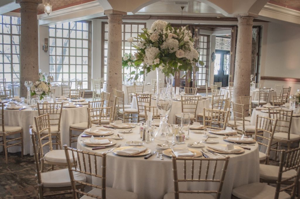 White elegance is found at this ballroom at The Dominion.
