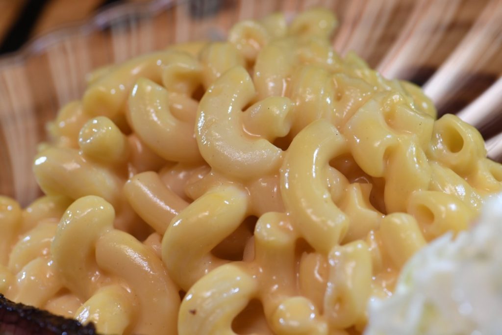 Nothing but homestyle macaroni-and-cheese at Blanco BBQ. This is a close-up shot of this family favorite.