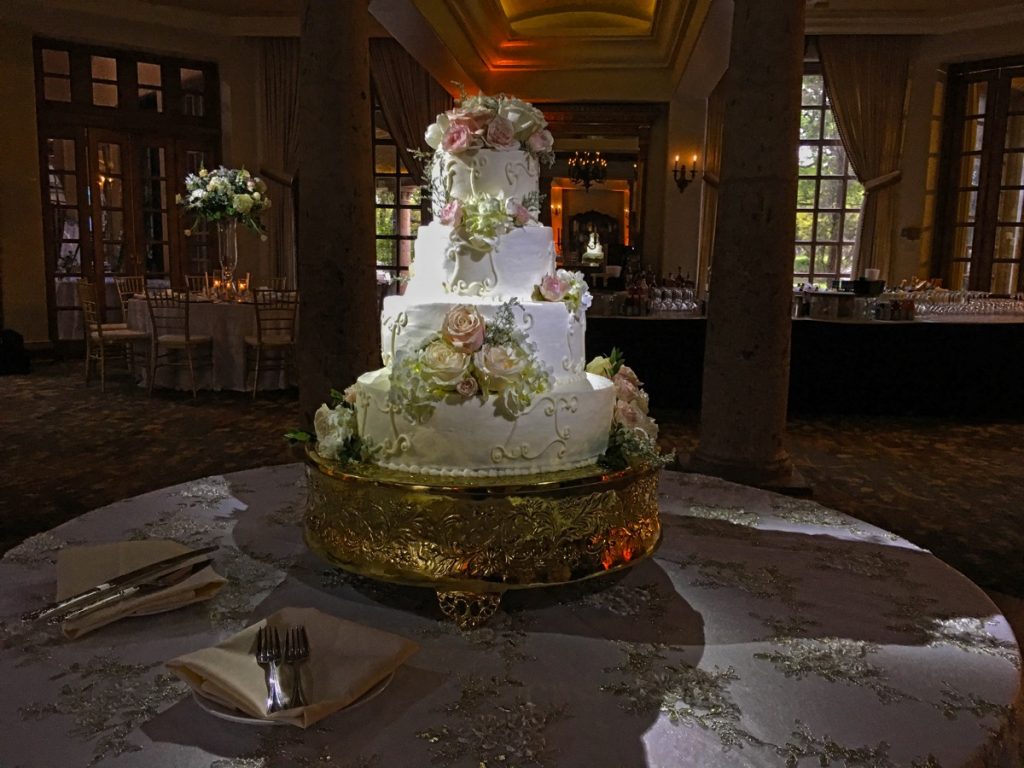 The drama of lighting at The Dominion is exemplified by this pix of the cake.