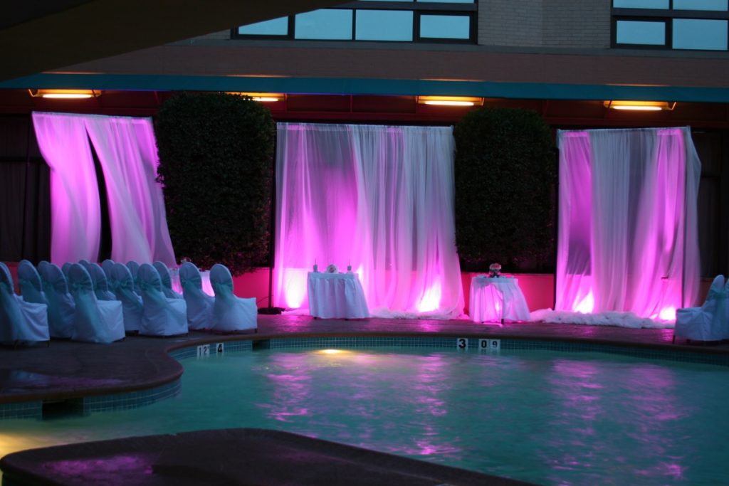 The pool at The Hilton San Antonio Airport can become magical-looking.