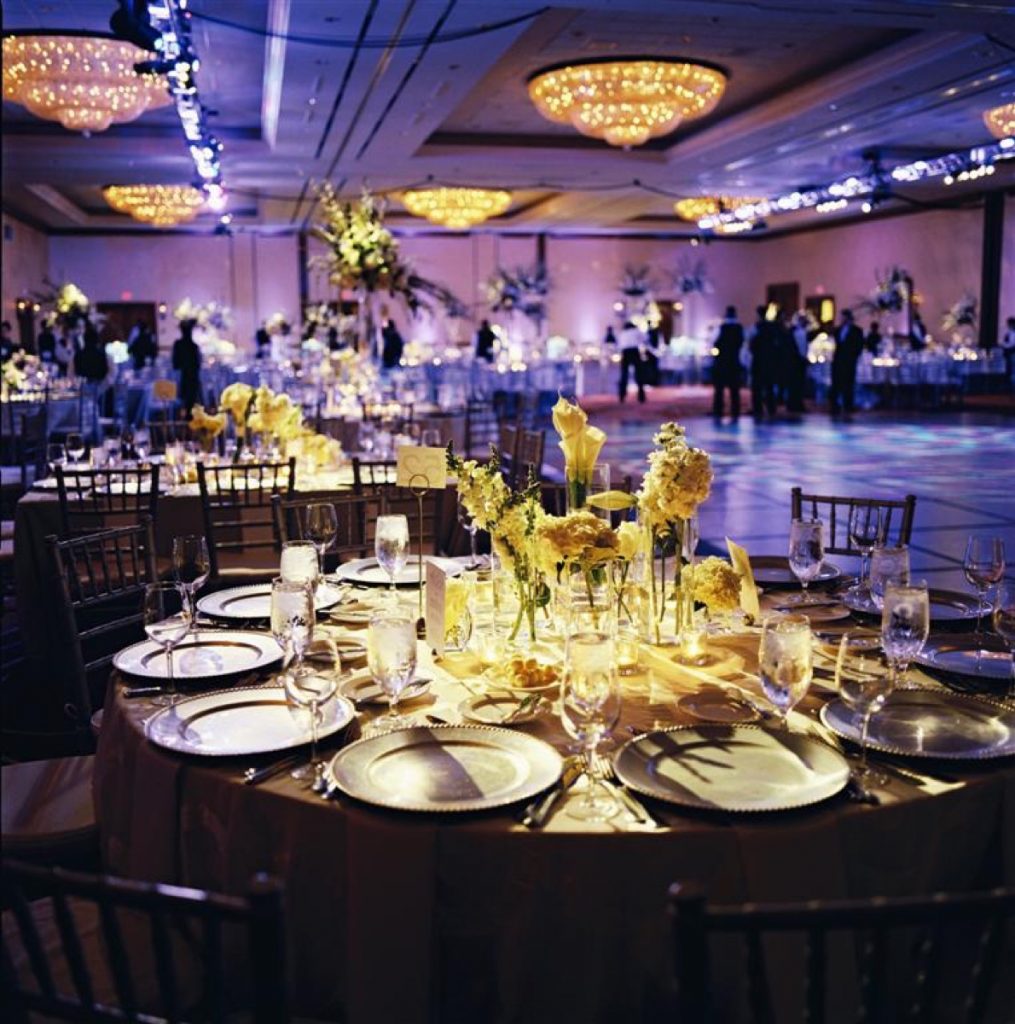 A golden centerpiece at the La Cantera Resort and Spa banquet.