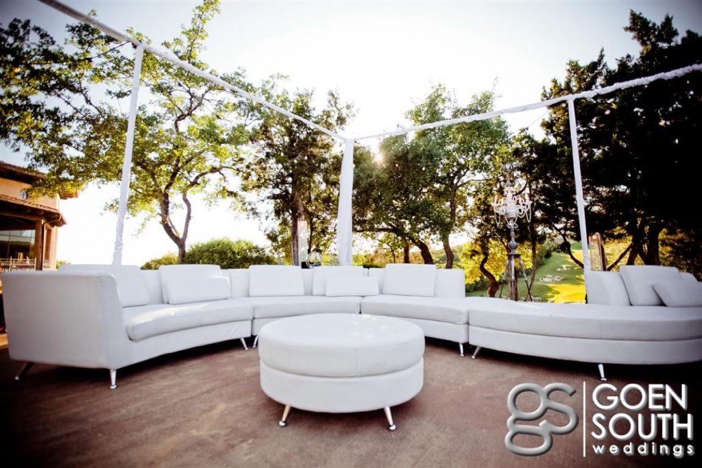 Easy sitting on this white extended cusions couch at La Cantera Resort and Spa.