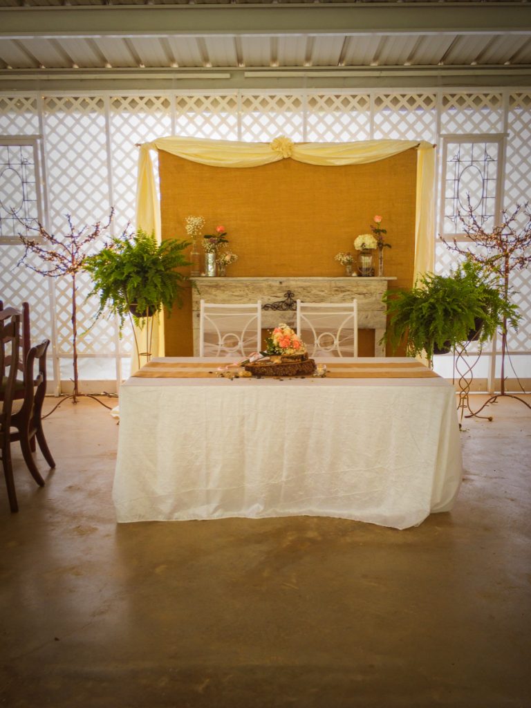 A mr.and Mrs. table in the Pavilion at La Escondida Celebration Center.